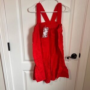 Band of the Free Orange Linen Blend Strappy Tiered Mini Dress Women's Size M NWT